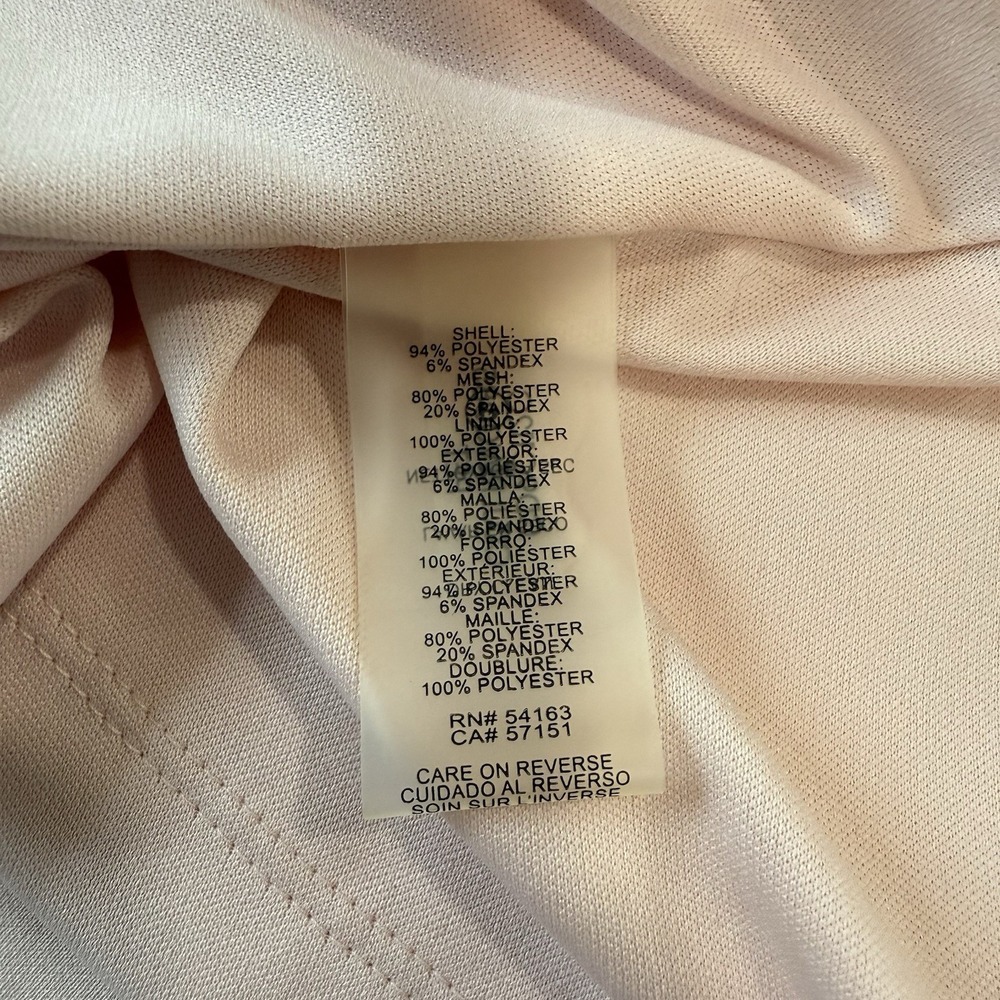 Calvin Klein Blush Pink Mesh Illusion Hem Fit Flare Stretch Sleeveless Dress 14 - Picture 12 of 12